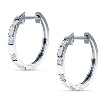 Round Cubic Zirconia Frosty Huggie Hoop Earring 925 Sterling Silver Wholesale